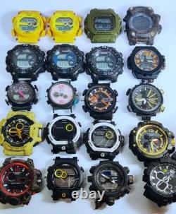 Lot of 20 Rugged Tactical Watches, 11 Working, Analog-Digital For Parts/Repair
