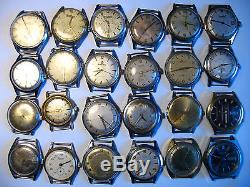 Lot of 22 Swiss and 2 Japan Vintage mens Watch for Parts or Repair Restoration