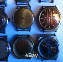 Lot of 22 Swiss and 2 Japan Vintage mens Watch for Parts or Repair Restoration