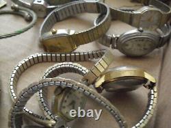 Lot of 28 Vintage 1950s to 1980s Wristwatches for Parts or Repair