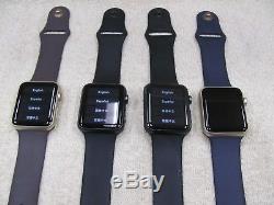 Lot of 4 Apple Watch Series 1 42mm ICLOUD ON Aluminum Case Sport Smartwatch