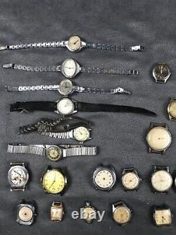 Lot of 41 pcs Soviet USSR Wrist Watch Zaria Slava Luch For Parts&Repair