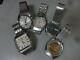 Lot of 5 Electronic, Quartz watches for parts Seiko Citizen Ricoh in 1970's