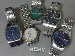 Lot of 5 Electronic, Quartz watches for parts Seiko in 1970-80's