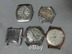 Lot of 5 Japan mechanical watches for parts Seiko Citizen Orient in 1960-70's