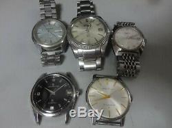 Lot of 5 Japan mechanical watches for parts Seiko Citizen Ricoh in 1960-70's