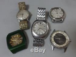 Lot of 5 Vintage SEIKO, CITIZEN, ORIENT mechanical watches for parts 1
