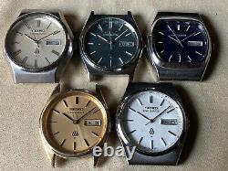 Lot of 5 Vintage SEIKO Quartz Watch/ KING QUARTZ For Parts