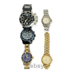 Lot of 5 Watches Invicta Pro Diver Cordoba Seiko Bar Bulova Caravelle FOR PARTS