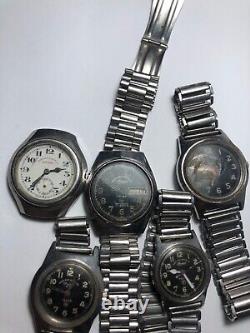 Lot of 5 vintage west end watch co matchless and sowar for parts and repair
