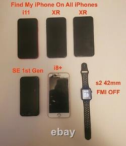 Lot of 6 Apple iPhone 11/XR/8+/SE/Watch s2 64GB Unlocked Please Read