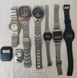 Lot of 8 Casio Watches 1 Solar Working, 3 Digit On, 4 Dead For Parts/Repair