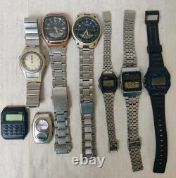 Lot of 8 Casio Watches 1 Solar Working, 3 Digit On, 4 Dead For Parts/Repair