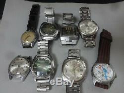 Lot of 8 Japan mechanical watches for parts Seiko, Citizen, Ricoh in 1950-70's