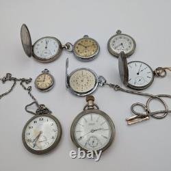 Lot of 8 Pocket Watches Various PARTS/REPAIR only
