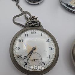 Lot of 8 Pocket Watches Various PARTS/REPAIR only