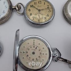 Lot of 8 Pocket Watches Various PARTS/REPAIR only