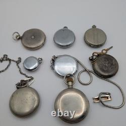 Lot of 8 Pocket Watches Various PARTS/REPAIR only