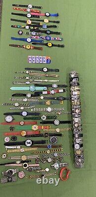 Lot of 88 Vintage Watches Novelty New Batteries Some Run Parts/Repair Look