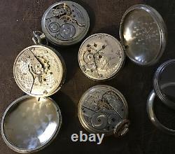Lot of Vintage American pocket Watches for parts or Repairs