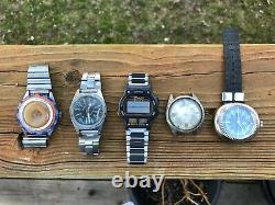 Lot of vintage mens watches Divers World Timer Seiko Wolbrook