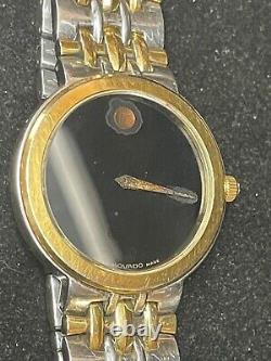 MOVADO Gold Silver 2 Tone BLACK DIAL MEN'S WATCH 6437580 Not Working