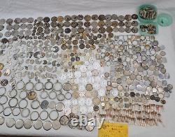 Massive Lot 770 Pieces Vintage Watches Pocket Watch Parts Many Brands 18 Pounds