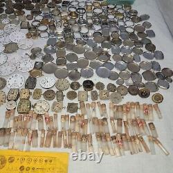 Massive Lot 770 Pieces Vintage Watches Pocket Watch Parts Many Brands 18 Pounds