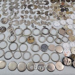 Massive Lot 770 Pieces Vintage Watches Pocket Watch Parts Many Brands 18 Pounds