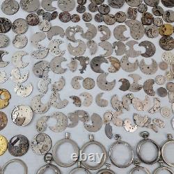 Massive Lot 770 Pieces Vintage Watches Pocket Watch Parts Many Brands 18 Pounds