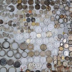 Massive Lot 770 Pieces Vintage Watches Pocket Watch Parts Many Brands 18 Pounds