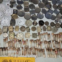 Massive Lot 770 Pieces Vintage Watches Pocket Watch Parts Many Brands 18 Pounds