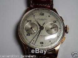 Men's 18k Solid Rose Gold Chronographe Suisse Antimagnetic 17 Rubis Watch Broken