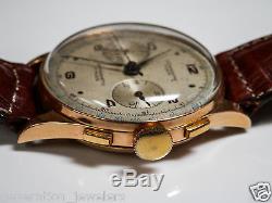 Men's 18k Solid Rose Gold Chronographe Suisse Antimagnetic 17 Rubis Watch Broken