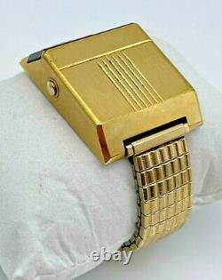 Men's Vintage 1976 BULOVA Computron Digital Red LED Gold Tone Watch (Parts)