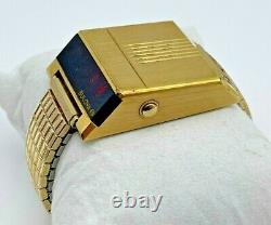 Men's Vintage 1976 BULOVA Computron Digital Red LED Gold Tone Watch (Parts)