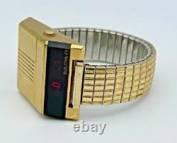 Men's Vintage 1976 BULOVA Computron Digital Red LED Gold Tone Watch (Parts)