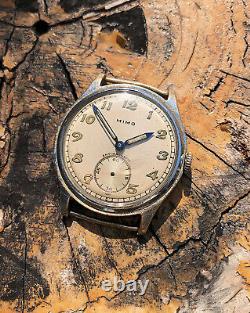Mimo Vintage Military Watch Breguet Numerals for Parts Repair 1940s Art Deco VTG