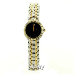 Movado Black Dial 2-tone Gold Plated+s. S. Ladies Quartz Watch For Parts/repairs