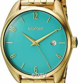 NEW $250 Ladies' Nixon Bullet Blue Yellow Gold-Tone Watch A4182626 DAMAGED BOX