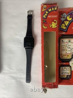 Nelsonic Pac Man 1980 Game Watch Joystick Version for Parts or Repair Original