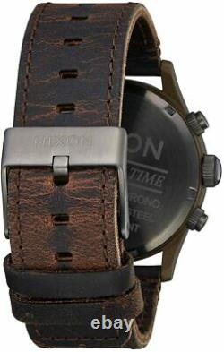 New $275 Nixon Sentry Chrono Leather Watch Bronze Gunmetal A405-2091 DAMAGED BOX