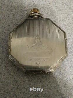 OCTAGONAL ILLINOIS 17 JEWELS POCKET WATCH for parts or repair