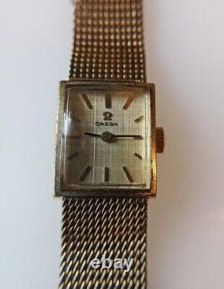OMEGA Ladies 14k GF 17j 484 Wind Up Watch Champion Mesh Band For Parts Repair