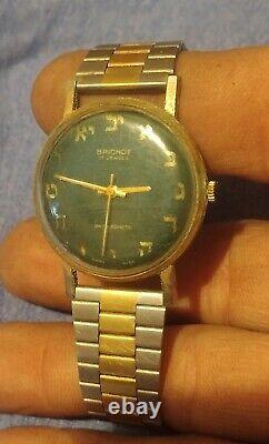 ORIGINAL VINTAGE BRICHOT 17J MANS WATCH HEBREW NUMERALS Israel gift for parts