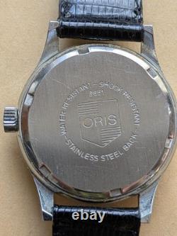 ORIS Vintage Watch Black Dial Running Condition No Strap For Parts Or Restore