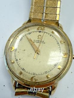 Omega 17J Vintage Bumper Automatic 14k Gold Filled Men's Watch For Parts/Repair