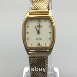 Omega De Ville Watch Women 20mm Gold Tone Swiss 1387 BROKEN PARTS OR REPAIR