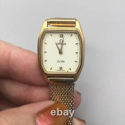 Omega De Ville Watch Women 20mm Gold Tone Swiss 1387 BROKEN PARTS OR REPAIR