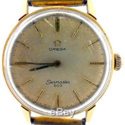 Omega Seamaster 600 Gold Dial 14k Gold Filled Stretchband Watch For Parts/repair